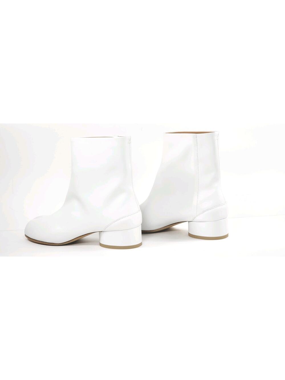 RRP$1480 MAISON MARGIELA Leather Ankle Boots US6 UK3 EU36 White Made in Italy